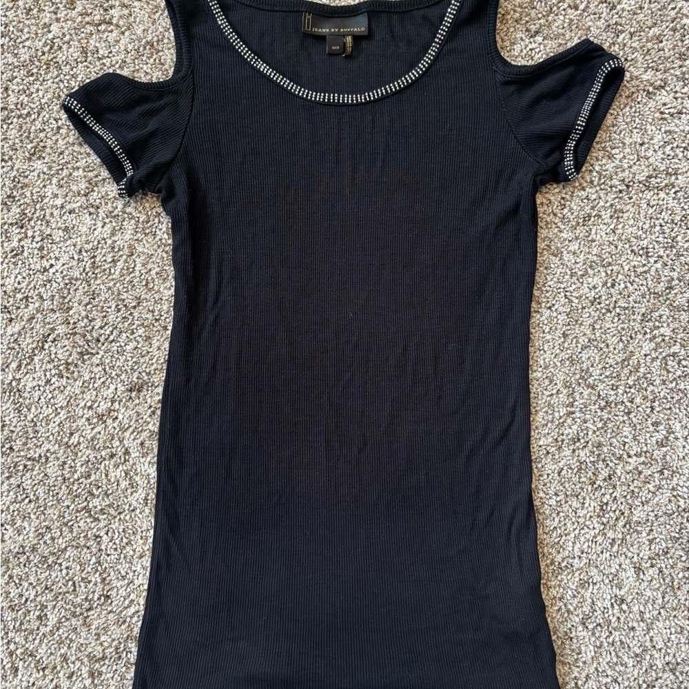 Buffalo David Bitton Black Cold Shoulder Tee